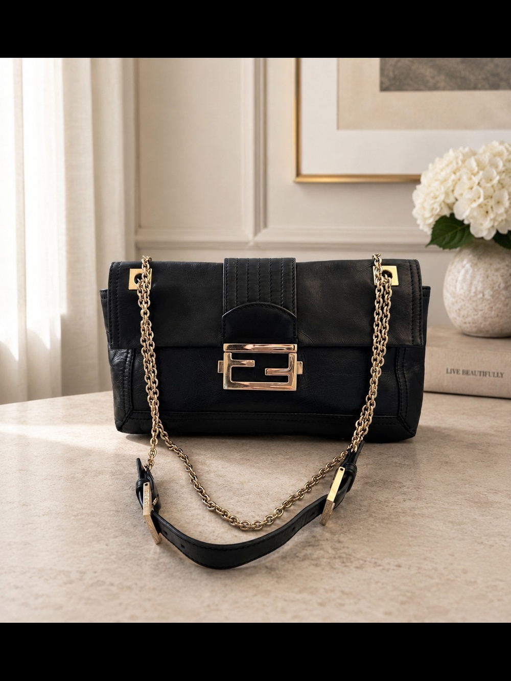 Fendi Baguette Adjustable Chain Strap Shoulder/Crossbody Bag